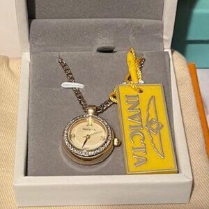 Invicta Gold Mini Angel Women’s 22.5mm Watch Necklace 49932 Retail $395